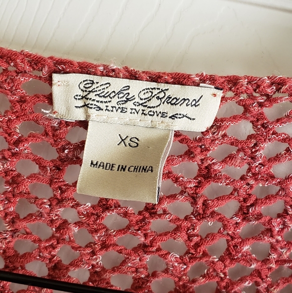 Lucky Brand XS Crochet Knit Sweater Top Excellent - Picture 4 of 6